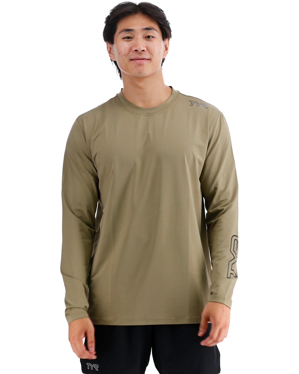 TYR Men's ClimaDry Raglan Long Sleeve Tech Tee - Moisture Wicking Workout Shirt, Athletic Fit