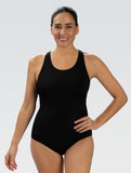 Dolfin Women's Aquashape Black Scoop Neck Conservative One Piece