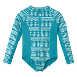 UVSkinz Girl's Long Sleeve Half Zip Swim Suit