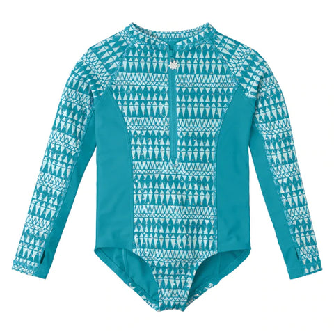 UVSkinz Girl's Long Sleeve Half Zip Swim Suit